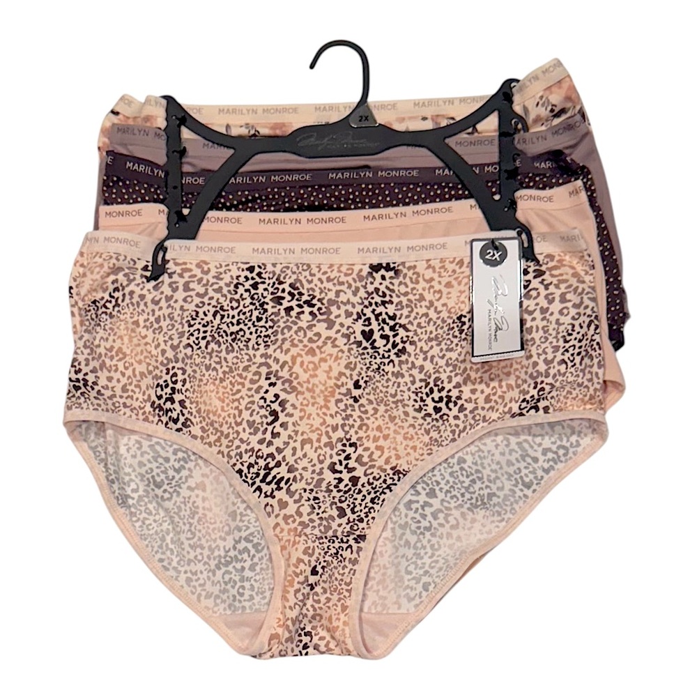 MARILYN MONROE 5 Pack Panties Super Soft Floral Polka Dot Animal Print NWT 2X
